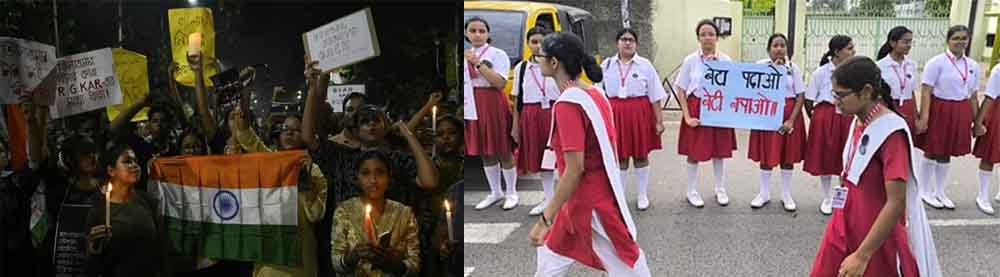 बिहार-पटना की छात्राओं ने किया विरोध प्रदर्शन, कोलकाता मेडिकल कॉलेज में ‘चुप्पी तोड़ो, हिंसा रोको’ की मांग