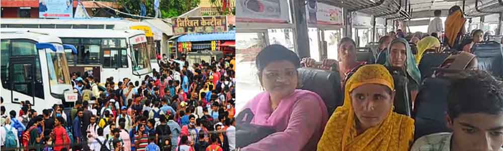 राजस्थान-अलवर के बस स्टैंड पर भारी भीड़, रक्षाबंधन पर्व पर महिलाओं को रात 12 बजे तक मुफ्त बस सेवा