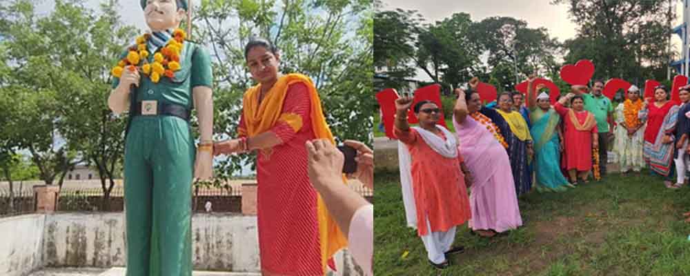 राजस्थान-नागौर में बहन ने शहीद भाई की प्रतिमा को बांधी राखी, बेटी ने प्रतिमा को लगाया तिलक